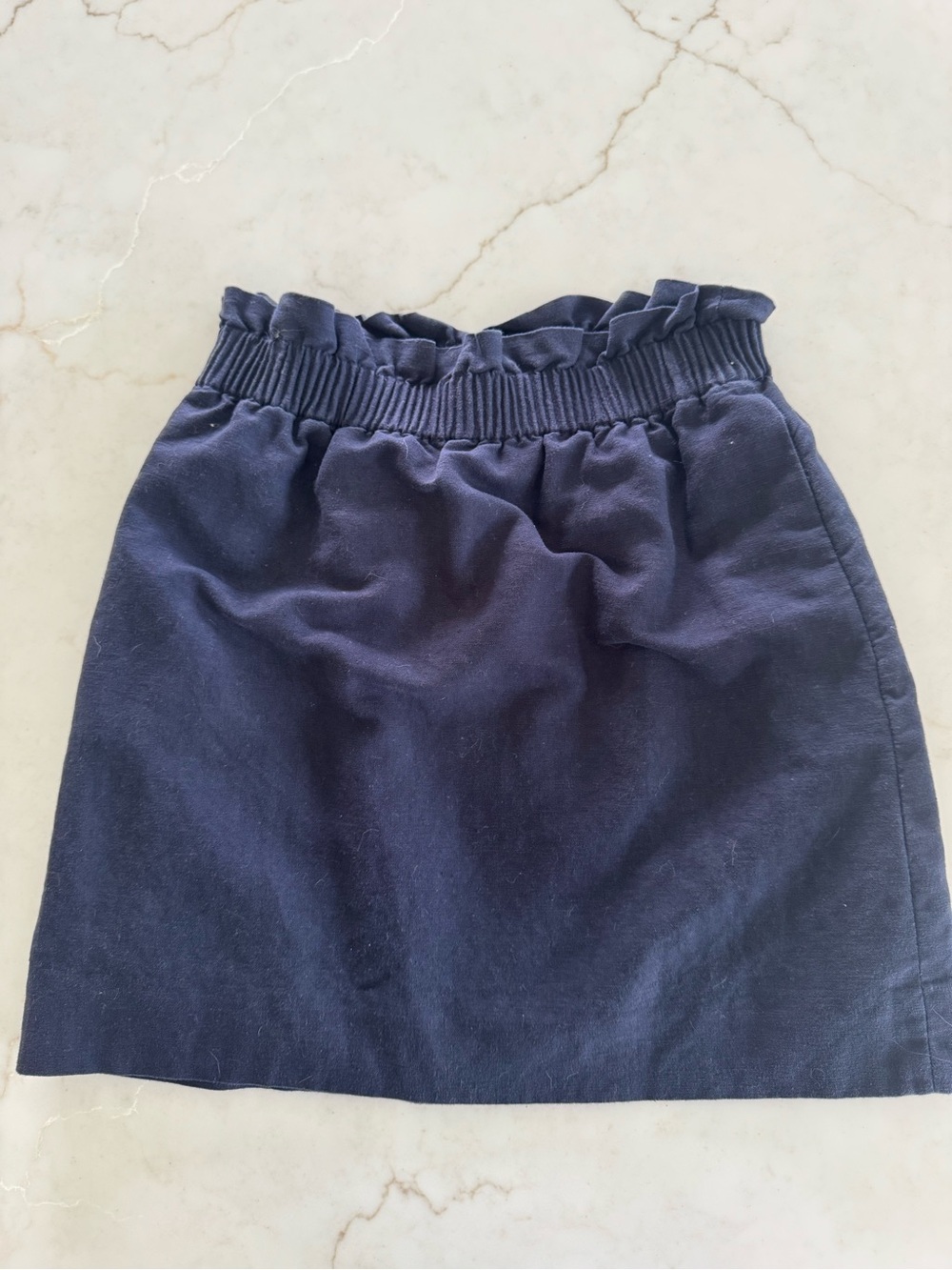 J. Crew Navy Ruffle-Top Mini Skirt
